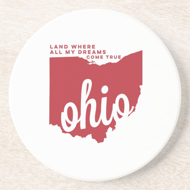 ohio | song lyrics | cherry red drink coaster (Front)
