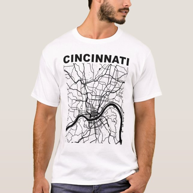 Ohio Souvenir Cincinnati City Street Map T-Shirt (Front)
