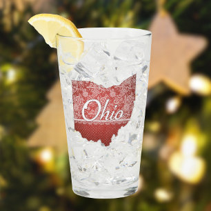 Ohio Souvenir Glass Red Polka Dot State Map