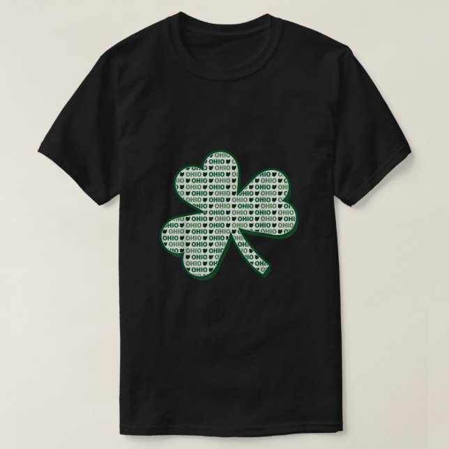 Ohio St Patricks Day Shamrock Clover State  T-Shirt (Design Front)