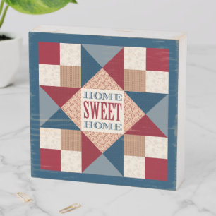 Ohio Star Quilt Block - Home Sweet Home Wooden Box Sign