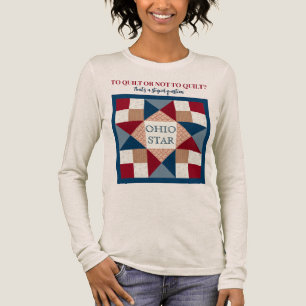 Ohio Star Quilt Block - Navy, Red, Tan Tri-Blend Shirt