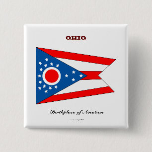 Ohio state flag and slogan pinback button