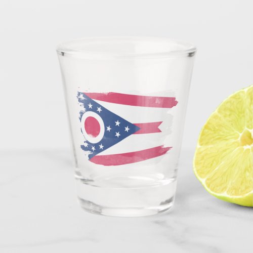 Ohio state flag brush stroke Ohio flag Shot Glass