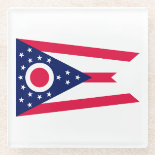 Ohio State Flag Design Decor Glass Coaster