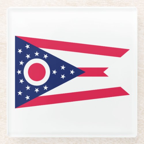 Ohio State Flag Design Decor Glass Coaster
