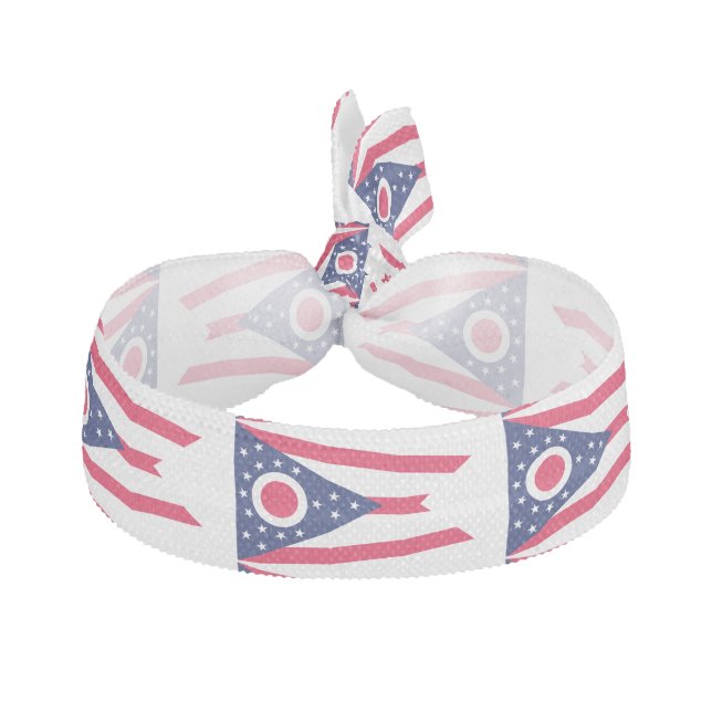Ohio State Flag Design Decor Ribbon Hair Tie (Front)