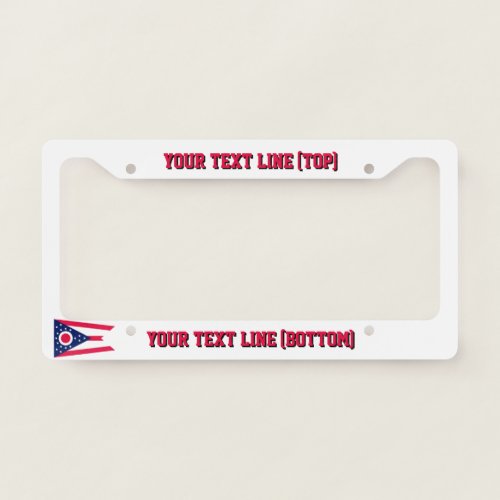 Ohio State Flag Design on a Personalized License Plate Frame
