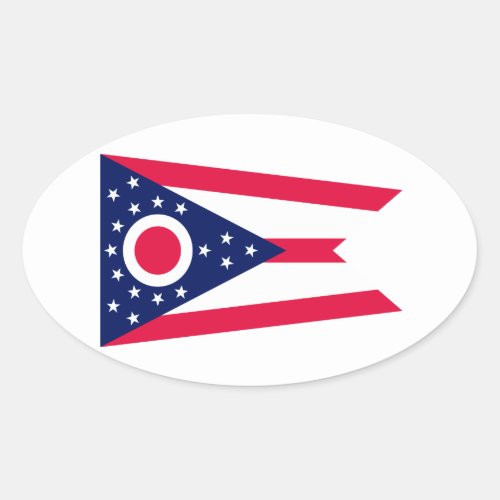 Ohio State Flag Design Oval Sticker