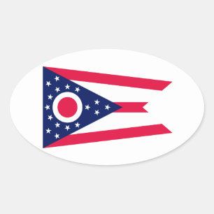 Ohio State Flag Design Oval Sticker