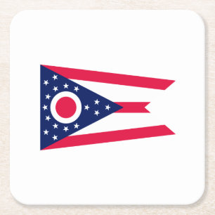 Ohio State Flag Design Square Paper Coaster
