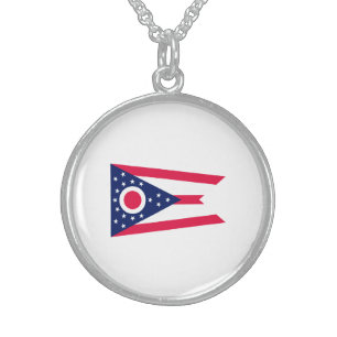 Ohio State Flag Design Sterling Silver Necklace
