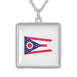 Ohio State Flag Design Sterling Silver Necklace