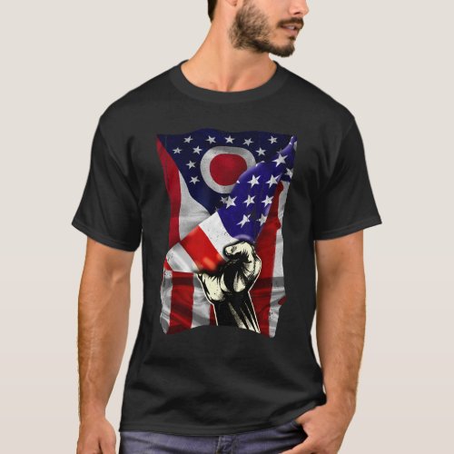 Ohio State Flag Distressed US American Patriotic O T_Shirt