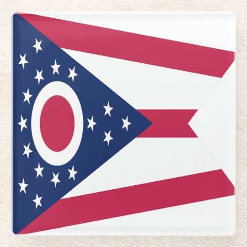 Ohio State Flag Glass Coaster