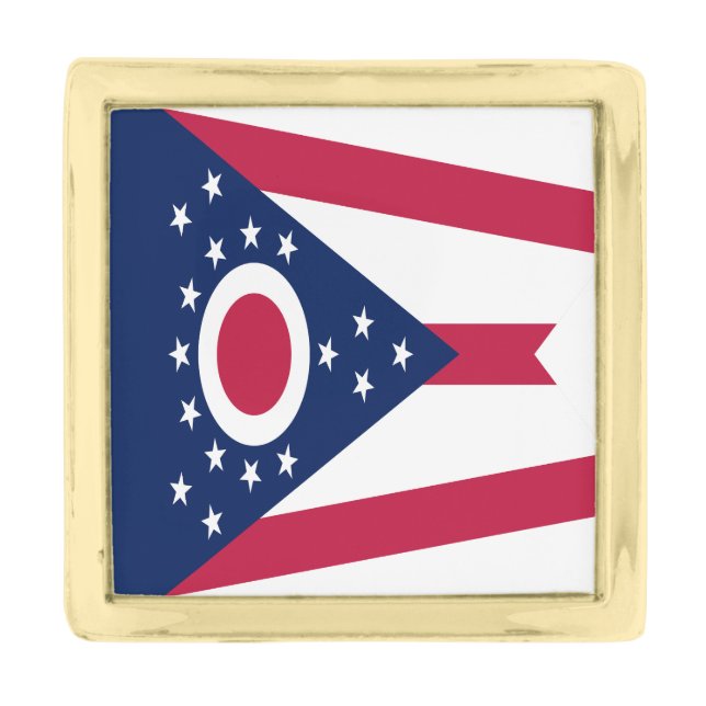 Ohio State Flag Gold Finish Lapel Pin (Front)