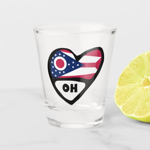 Ohio State Flag In Heart OH Shot Glass