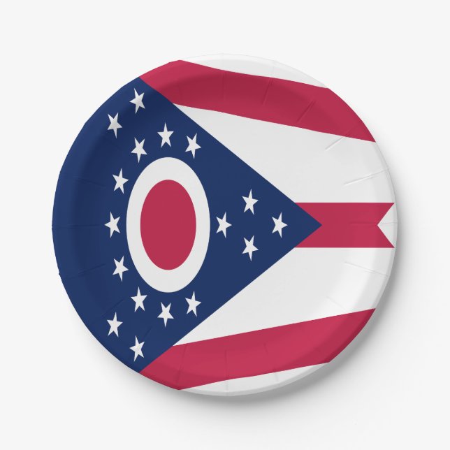 Ohio State Flag Paper Plates (Front)