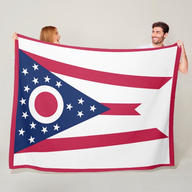 Ohio State Flag Print Patriotc Fleece Blanket (In Situ)
