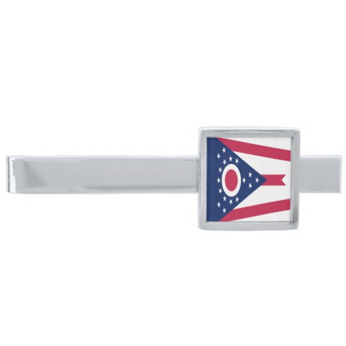 Ohio State Flag Silver Finish Tie Bar