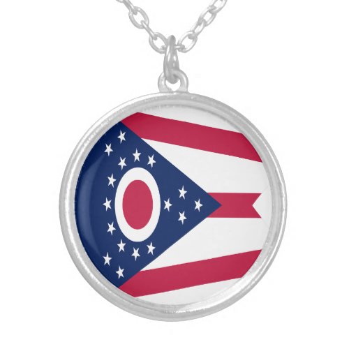 Ohio State Flag Silver Plated Necklace