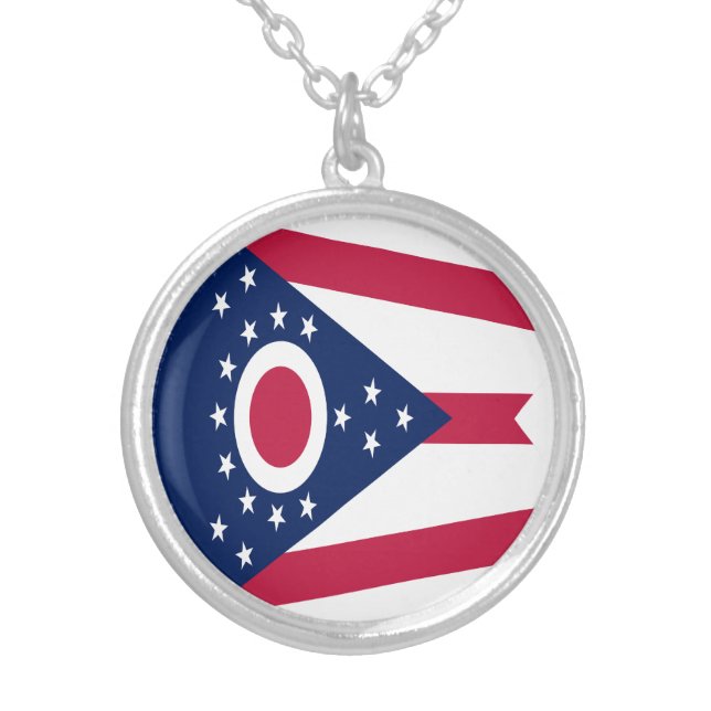Ohio State Flag Silver Plated Necklace (Front)