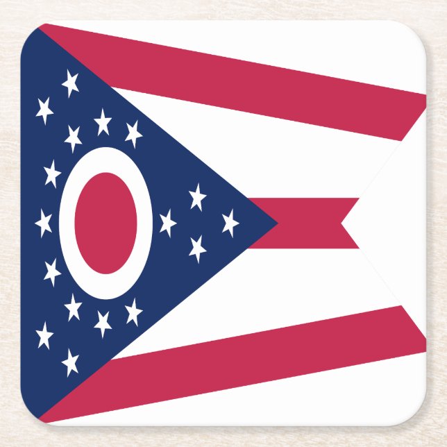 Ohio State Flag Square Paper Coaster (Front)