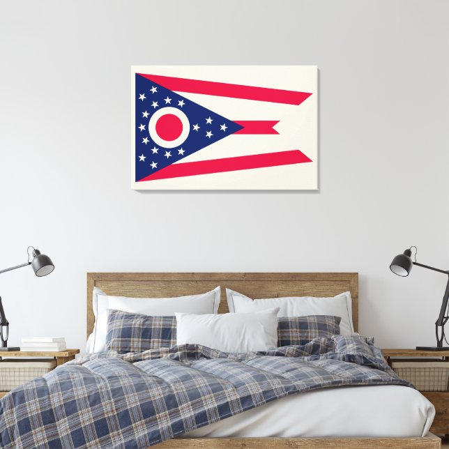 Ohio State Flag: The Buckeye State Banner Canvas Print (Insitu(Bedroom))
