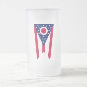 Ohio State Flag: The Buckeye State Banner Frosted Glass Beer Mug
