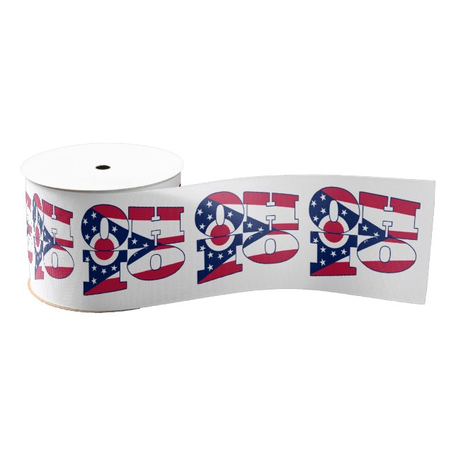 Ohio state flag typography design grosgrain ribbon (Spool)