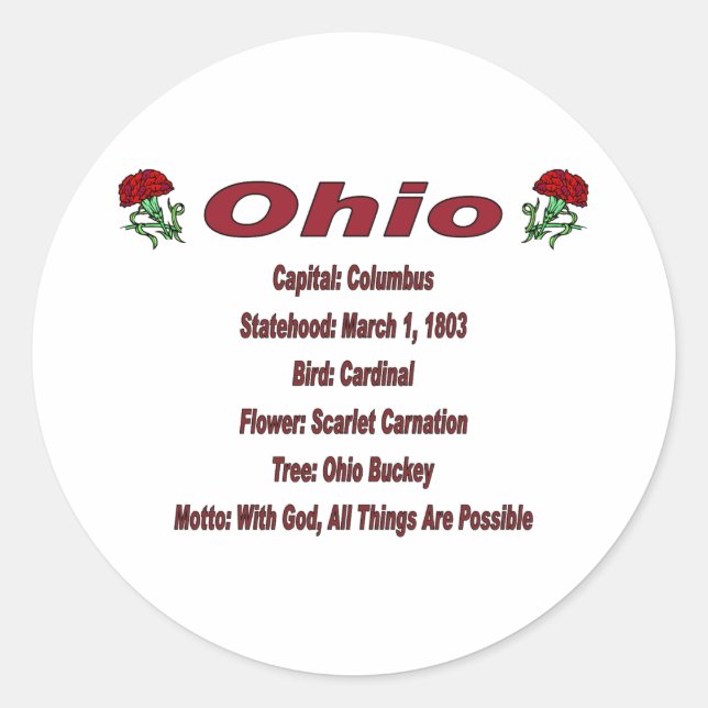 Ohio State Info Sticker (Front)