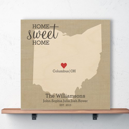 Ohio State Map Love Custom Family Name Established Wood Wall Decor