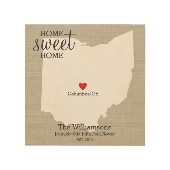 Ohio State Map Love Custom Family Name Established Wood Wall Decor