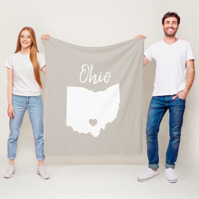 Ohio state map love home fleece blanket (In Situ)