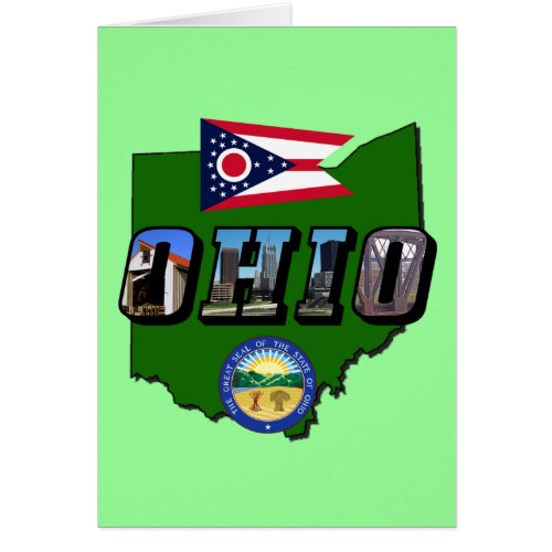 Ohio State Map Picture Text Flag and Seal