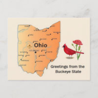 Ohio State Map Postcard