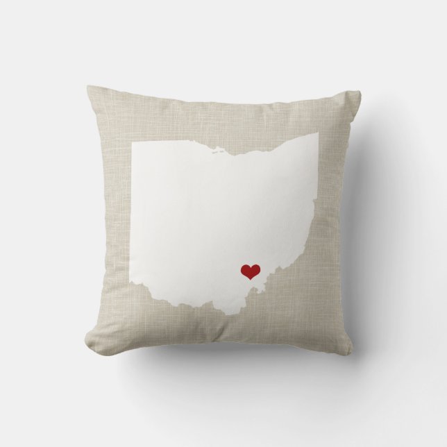 Ohio State Pillow Faux Linen Personalized (Front)