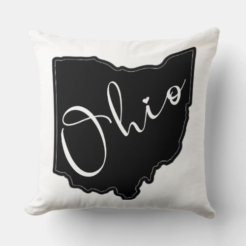 Ohio State Shape Outline _ Ohio Map Outline Throw Pillow
