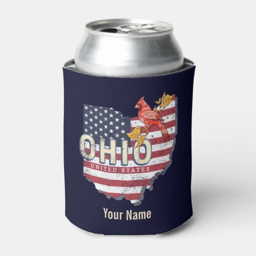 Ohio State United States Retro Map Vintage USA Can Cooler