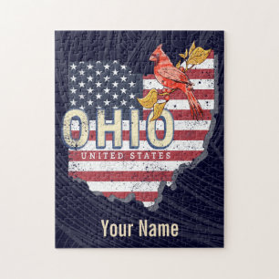 Ohio State United States Retro Map Vintage USA Jigsaw Puzzle