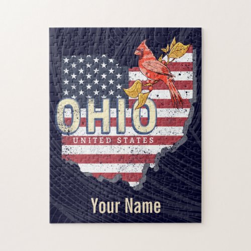 Ohio State United States Retro Map Vintage USA Jigsaw Puzzle