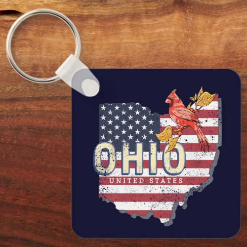 Ohio State United States Retro Map Vintage USA Keychain
