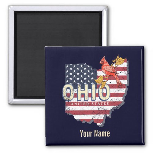 Ohio State United States Retro Map Vintage USA Magnet