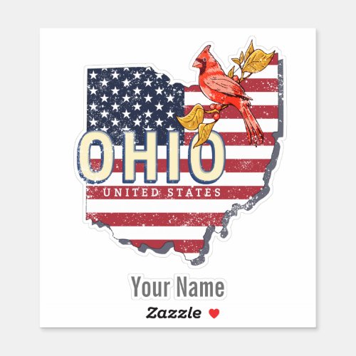 Ohio State United States Retro Map Vintage USA Sticker