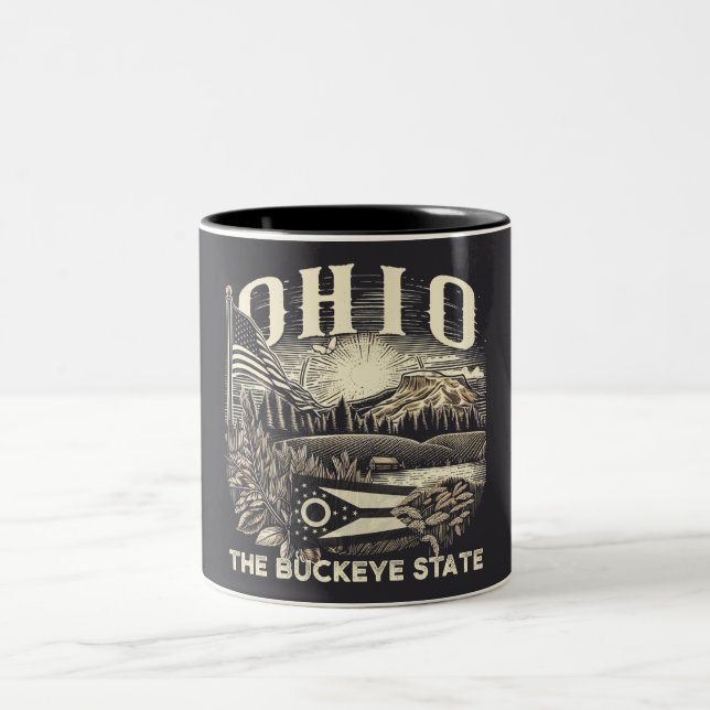 Ohio The Buckeye State Two-Tone Coffee Mug (Center)