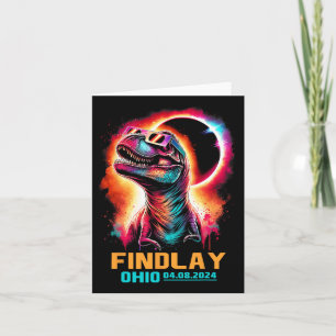 Ohio Total Solar Eclipse 2024 Dinosaur Colorful Card