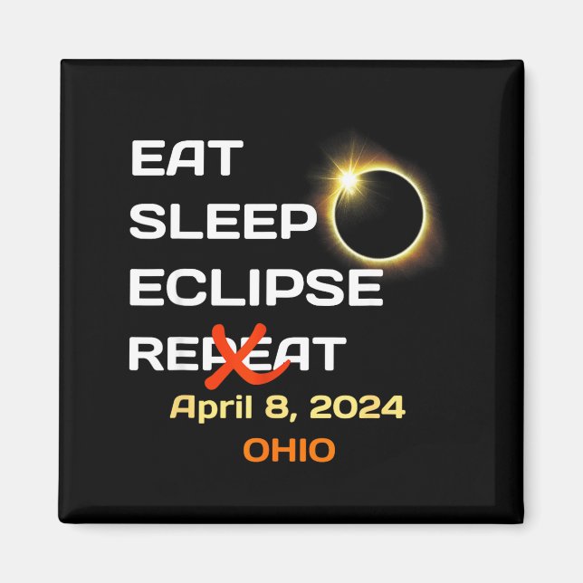 Ohio Total Solar Eclipse April Illustration Magnet (Front)