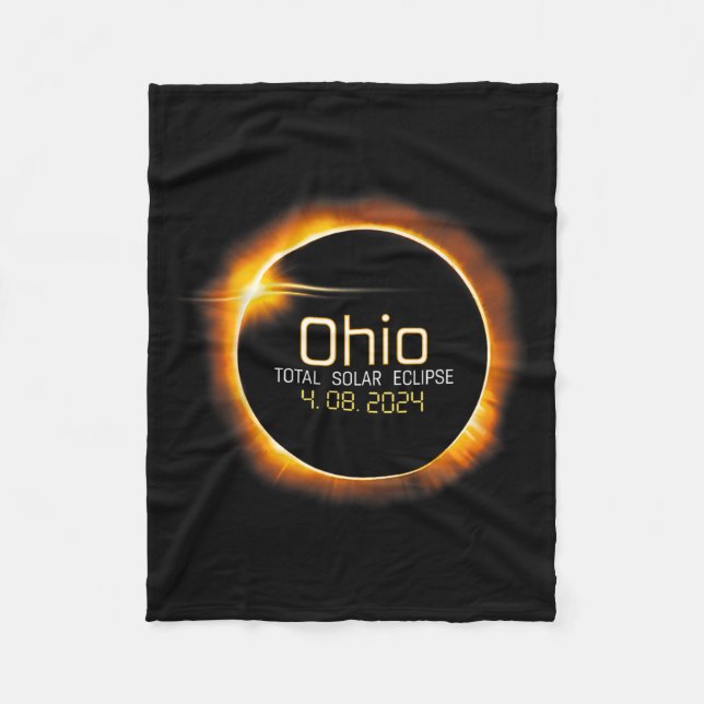 Ohio Totality Total Solar Eclipse April 8 2024  Fleece Blanket (Front)