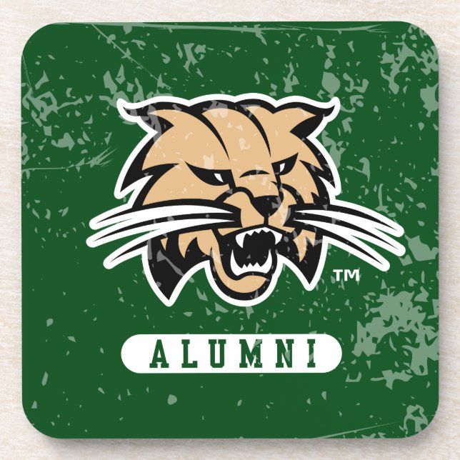 Ohio University Alumni Bobcat Distressed Beverage Coaster (Front)