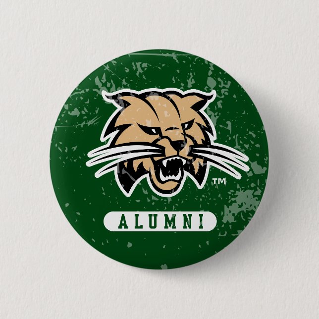 Ohio University Alumni Bobcat Distressed Button (Front)